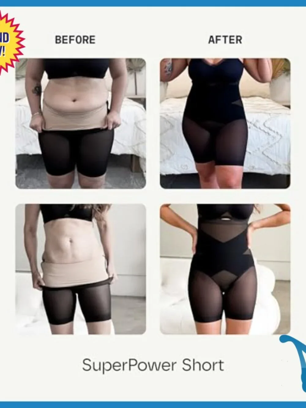 High Compression Shapewear Shorts, Firm Support for Stomach Waist Thighs